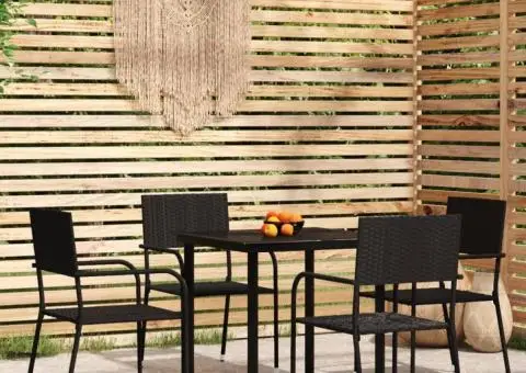 Set de mobilier pentru grădină, 5 piese, negru - 1/5