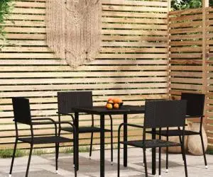 vidaXL Set de mobilier pentru grădină, 5 piese, negru