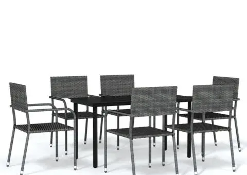 Set de mobilier pentru grădină, 7 piese, gri - 2/5