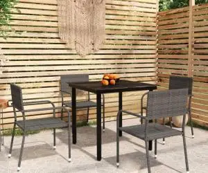 vidaXL Set mobilier de grădină, 5 piese, gri