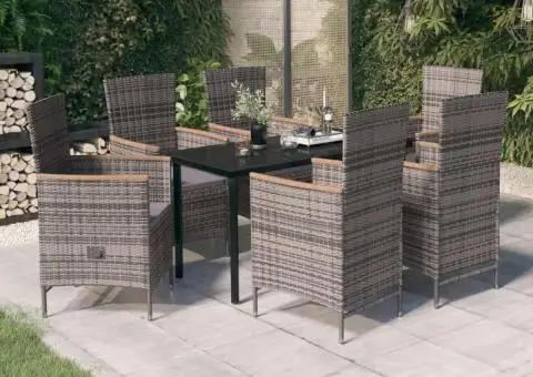 Set mobilier pentru grădină, cu perne, 7 piese, gri - 1/5