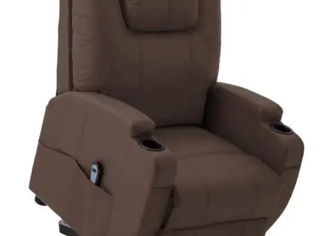 Fotoliu cu ridicare pe verticală, maro, piele ecologică - 2/5