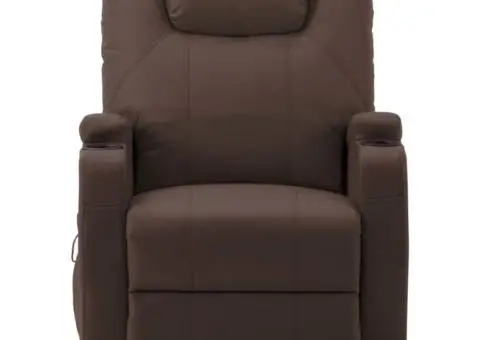 Fotoliu cu ridicare pe verticală, maro, piele ecologică - 4/5