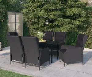 vidaXL Set mobilier pentru grădină, 7 piese, gri închis