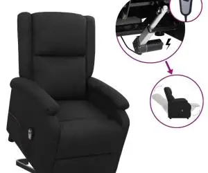 vidaXL Fotoliu cu ridicare, negru, material textil