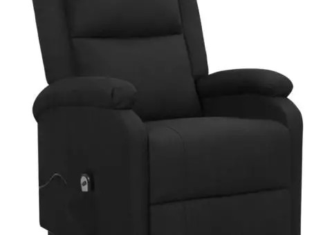 Fotoliu cu ridicare, negru, material textil - 2/5