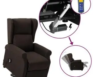 vidaXL Fotoliu cu ridicare, maro închis, material textil
