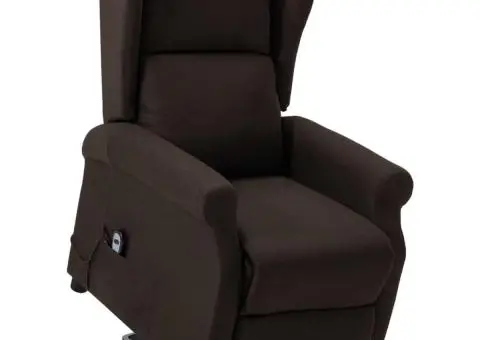 Fotoliu cu ridicare, maro închis, material textil - 2/5