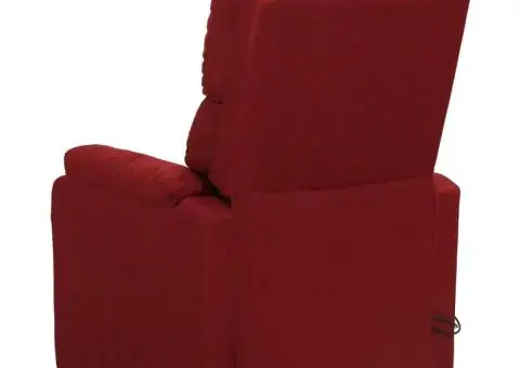 Fotoliu de masaj cu ridicare, roșu vin, material textil - 5/5