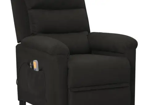 Fotoliu de masaj cu ridicare, negru, material textil - 2/5