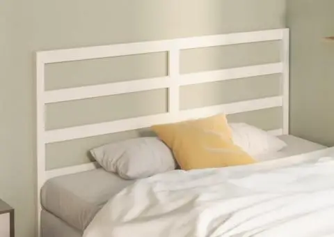 Tăblie de pat, alb, 126x4x100 cm, lemn masiv de pin - 3/5