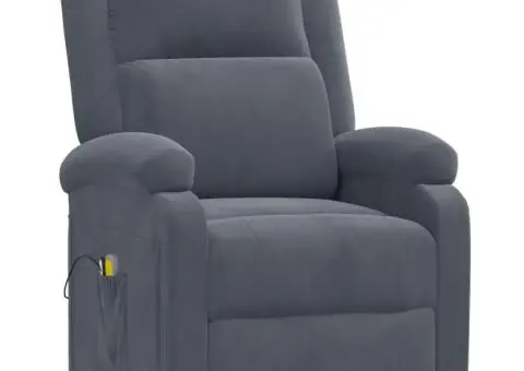 Fotoliu de masaj electric, gri închis, catifea - 3/5