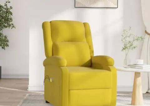 Fotoliu de masaj electric, galben, catifea - 1/5