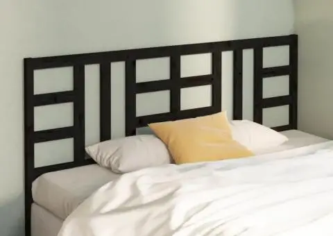 Tăblie de pat, negru, 206x4x100 cm, lemn masiv de pin - 3/5