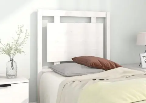 Tăblie de pat, alb, 80,5x4x100 cm, lemn masiv de pin - 1/5