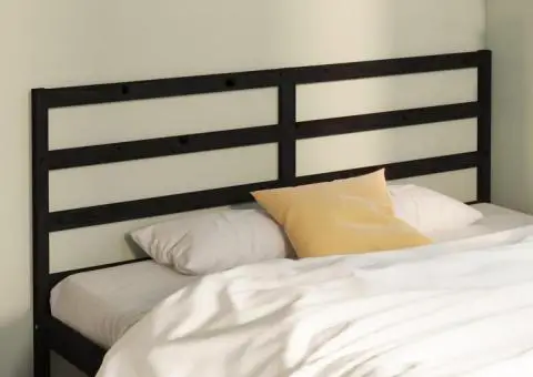 Tăblie de pat, negru, 186x4x100 cm, lemn masiv de pin - 1/5