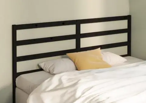 Tăblie de pat, negru, 186x4x100 cm, lemn masiv de pin - 3/5