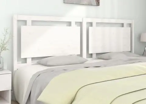 Tăblie de pat, alb, 205,5x4x100 cm, lemn masiv de pin - 1/5