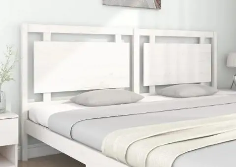 Tăblie de pat, alb, 205,5x4x100 cm, lemn masiv de pin - 3/5