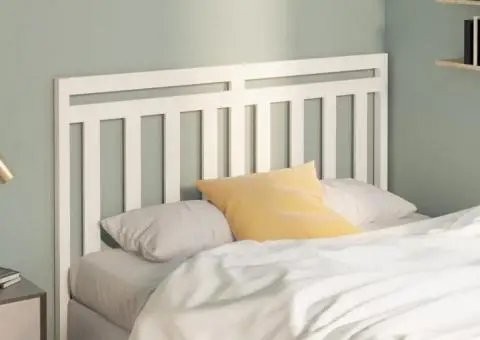 Tăblie de pat, alb, 126x4x100 cm, lemn masiv de pin - 3/5