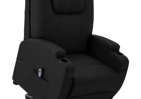 Fotoliu cu ridicare, negru, piele ecologică - 2/5