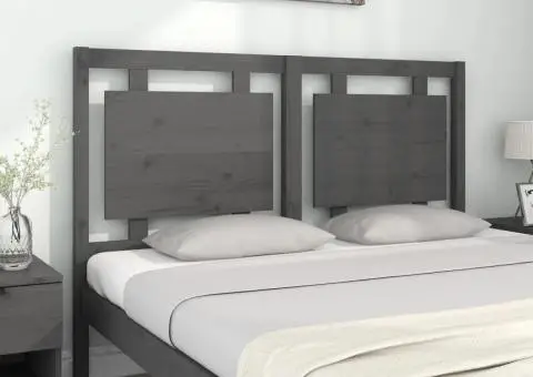 Tăblie de pat, gri, 145,5x4x100 cm, lemn masiv de pin - 3/5