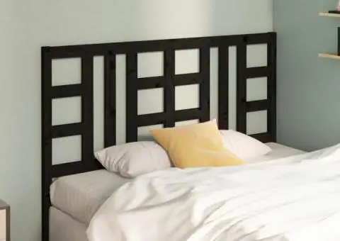 Tăblie de pat, negru, 141x4x100 cm, lemn masiv de pin - 3/5