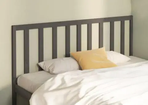 Tăblie de pat, gri, 206x4x100 cm, lemn masiv de pin - 1/5