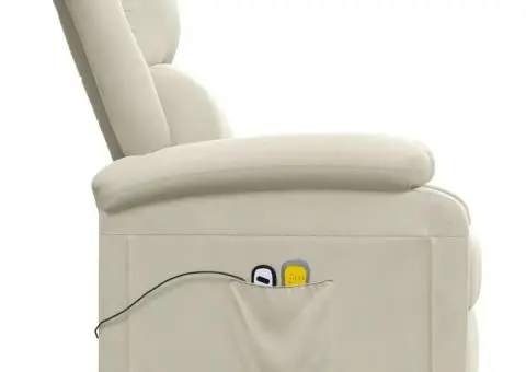 Fotoliu de masaj electric, crem, catifea - 5/5