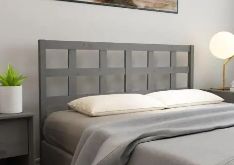 Tăblie de pat, gri, 165,5x4x100 cm, lemn masiv de pin - 1/5