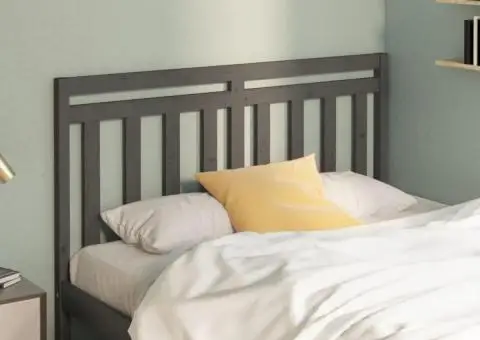 Tăblie de pat, gri, 156x4x100 cm, lemn masiv de pin - 1/5