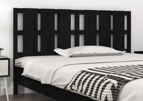 Tăblie de pat, negru, 165,5x4x100 cm, lemn masiv de pin - 1/5