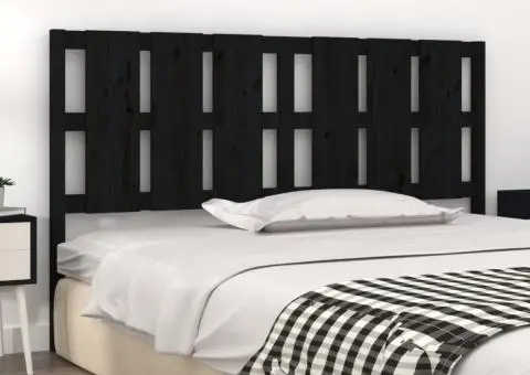 Tăblie de pat, negru, 165,5x4x100 cm, lemn masiv de pin - 3/5