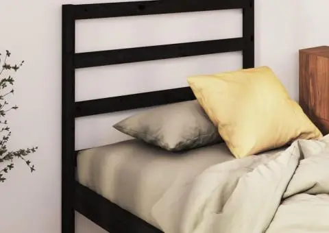 Tăblie de pat, negru, 81x4x100 cm, lemn masiv de pin - 1/5