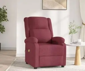 vidaXL Fotoliu de masaj electric rabatabil, roșu vin, textil
