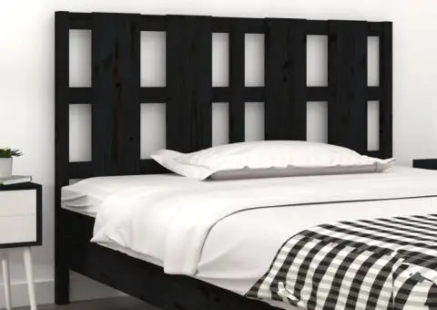 Tăblie de pat, negru, 140,5x4x100 cm, lemn masiv de pin - 1/5