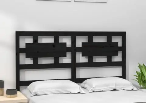 Tăblie de pat, negru, 185,5x4x100 cm, lemn masiv de pin - 3/5