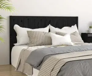 vidaXL Tăblie de pat, negru, 125,5x4x100 cm, lemn masiv de pin