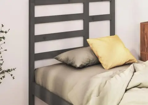 Tăblie de pat, gri, 81x4x104 cm, lemn masiv de pin - 1/5