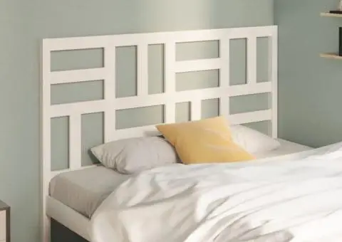 Tăblie de pat, alb, 126x4x104 cm, lemn masiv de pin - 3/5