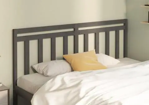 Tăblie de pat, gri, 186x4x100 cm, lemn masiv de pin - 1/5