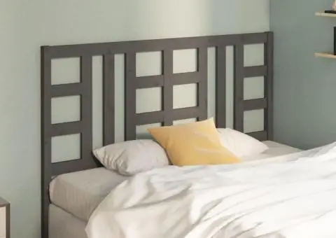 Tăblie de pat, gri, 126x4x100 cm, lemn masiv de pin - 3/5