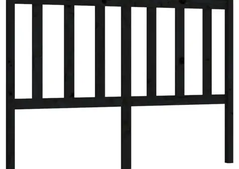 Tăblie de pat, negru, 126x4x100 cm, lemn masiv de pin - 4/5