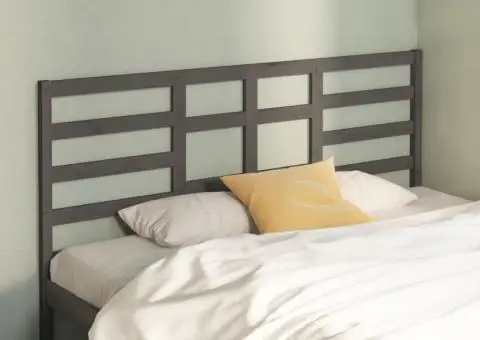 Tăblie de pat, gri, 206x4x104 cm, lemn masiv de pin - 1/5