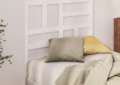 Tăblie de pat, alb, 106x4x104 cm, lemn masiv de pin - 1/5