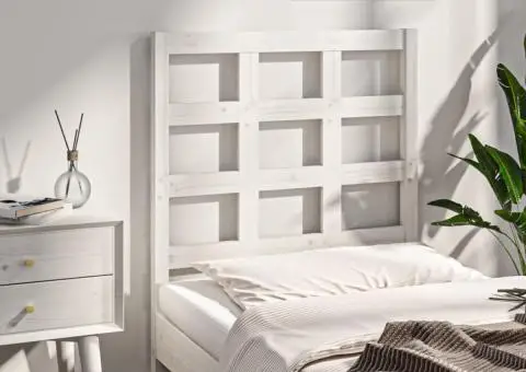 Tăblie de pat, alb, 80,5x4x100 cm, lemn masiv de pin - 4/5