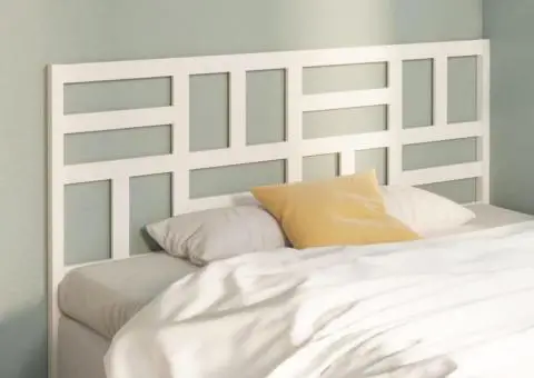 Tăblie de pat, alb, 206x4x104 cm, lemn masiv de pin - 3/5