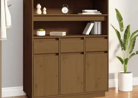 Dulap înalt, maro miere, 89x40x116,5 cm, lemn masiv de pin - 1/5