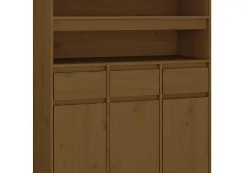 Dulap înalt, maro miere, 89x40x116,5 cm, lemn masiv de pin - 2/5