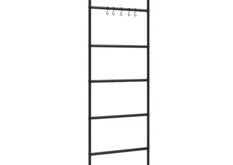 Scară suport pentru prosoape, 5 niveluri, negru, 58x175 cm fier - 2/5